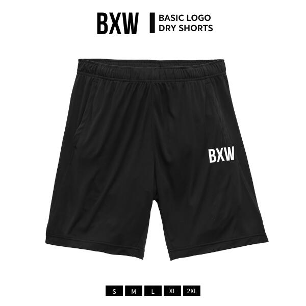Jersey Pants - BXW 「Logo Dry Shorts Black」ロゴ ドライ ショーツ プリント ハーフパンツ ショートパンツ ドライフィット トレーニングウェア ジム 速乾 ジャージ素材 スポーツ カジュアル メンズ ユニセックス セットアップ 大きいサイズ 定番 送料無料