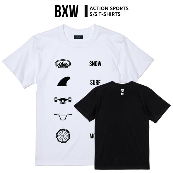 Rakuten - BXW「Action Sports S/S T-Shirts Black/White」 プリント Tシャツ 半袖T ブラック/ホワイト スポーツ アウトドア ストリート カジュアル ユニセックス メンズ レディース ビッグサイズ オーバーサイズ 大きいサイズ