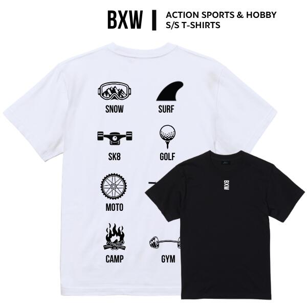 Rakuten - BXW「Action Sports & Hobby S/S T-Shirts Black/White」 プリント Tシャツ 半袖T ブラック/ホワイト スポーツ アウトドア ストリート カジュアル ユニセックス メンズ レディース ビッグサイズ オーバーサイズ 大きいサイズ