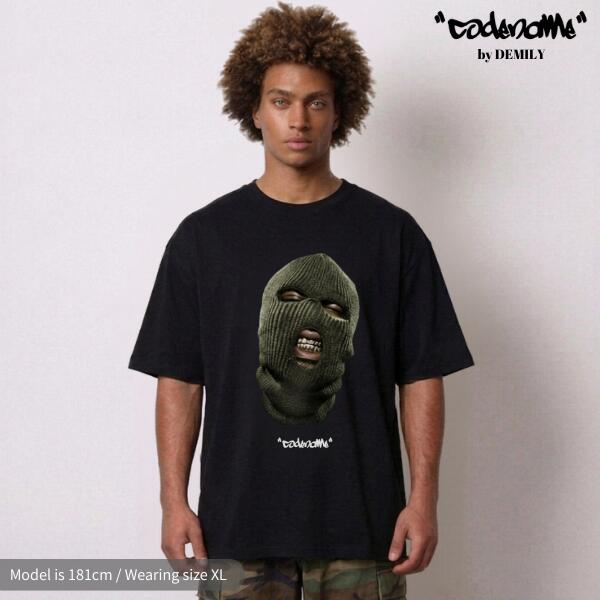 CODENAME ”Balaclava” Premium Heavy Weight T-Shirts Black コードネーム ヘビーウェイト 目出し帽 フォトグラフィック プリント クルー Tシャツ 半袖T 肉厚 ストリート ロック ヒップホップ カジュアル ユニセックス メンズ レディース 男女兼用 ビッグサイズ