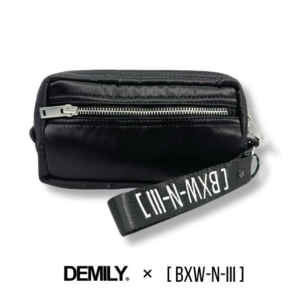DEMILY × BXW「Strap Zip Pouch Wallet Medium Black」デミリー ストラップ付 ポーチ ハンドバッグ バッグ 財布 鞄...