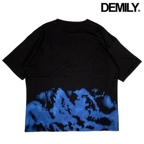 DEMILY / デミリー「Tie-dye Big S/S T-Shirts Black×Blue」 抜染 タイダイ ビッグ 半袖 Tシャツ ブラック×ブルー カジュアル メンズ レディース ユニセックス 2024年 春夏 新作 商品