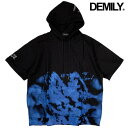 DEMILY / デミリー「Tie-dye S/S Hoodies Black×Blue」 抜染 タイダイ 半袖 フーディ パーカー Tシャツ ブラック×ブルー...