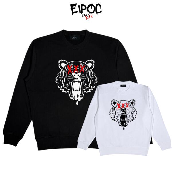 「"K Tiger" Crew Sweat Black/White」虎 タイガー ロゴ プリント スウェット クルー 裏パイル トレーナー バックプリント ブラック/ホワイト ストリート パロディ カジュアル ユニセックス メンズ レディース 新作 B2W