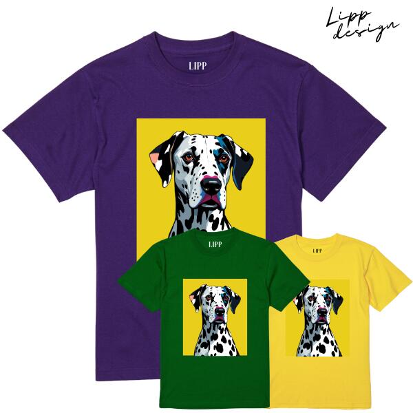 LIPP / リップ "YELLOW POP DALMATIAN" Vivid Color S/S T-Shirts Yellow/Purple/Green ダルメシアン・グラフィック プリント Tシャツ 半袖T パロディ ストリート ヒップホップ カジュアル ユニセックス メンズ レディース ビッグサイズ