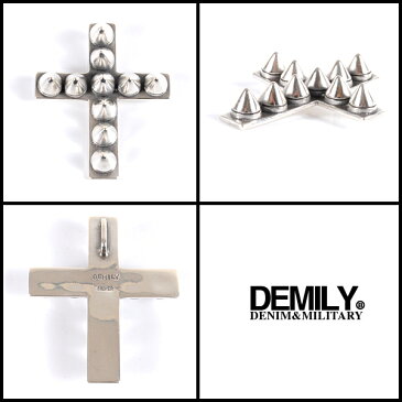 SALE 在庫限り DEMILY デミリー スタッズクロスペンダントトップ [STUZ CROSS] SILVER シルバー ネックレストップ 十字架チャーム シルバーアクセサリー メンズ/レディー 送料無料