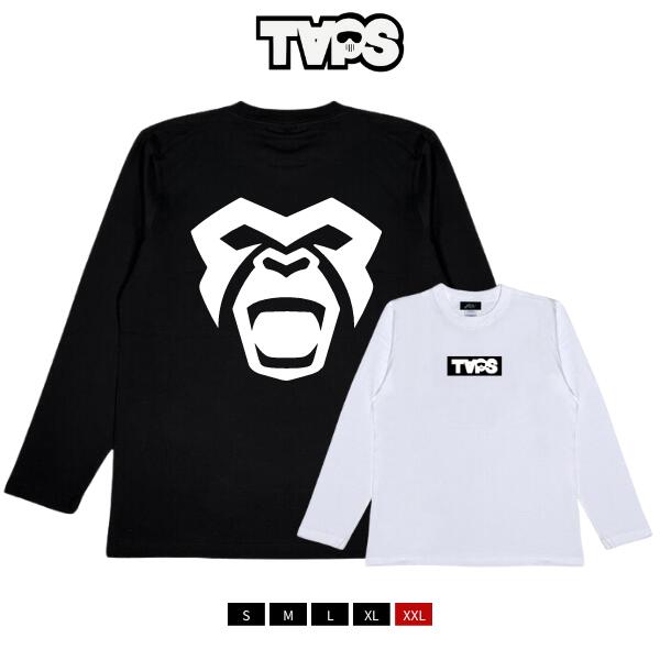 Rakuten - B2W × TAPS / タップス「Box Logo Gorilla L/S T-Shirts」ボックス ロゴ ゴリラ プリント クルー ロング Tシャツ ロンT ブラック/ホワイト 長袖 バックロゴ ストリート ルード カジュアル ユニセックス メンズ レディース 新作 B2W