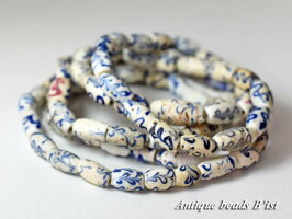 【1612】ANTQダッチデルフトビーズ一連,とんぼ玉,アンティークビーズ