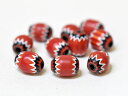 【2405】Vintage レッド5層シェブロン小玉10個セットS5(Φ8.5mm)【とんぼ玉】【アンティークビーズ】【ビーズ】【ガラスビーズ】【パーツ】【手芸...