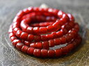【2507】ANTIQUEホワイトハーツ濃赤筒型大粒ビーズ一連(Φ7.0mm)【とんぼ玉】【蜻蛉玉】【アンティークビーズ】【ほわいとはーと】【ビーズ】【パーツ】...