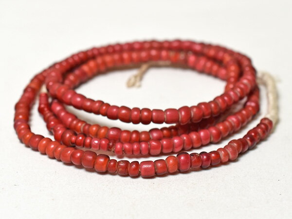 【2510】ANTIQUEホワイトハーツ金赤中粒ビーズ一連3(Φ4.5mm)【とんぼ玉】【アンティークビーズ】【ビー..