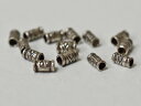 【2205】カレンシルバー刻印入丸菅型小粒ビーズ14個セットB(Φ2.5mm)【とんぼ玉】【ホワイトハート】【ビーズ】【パーツ】【アンティークビーズ】【インディ...