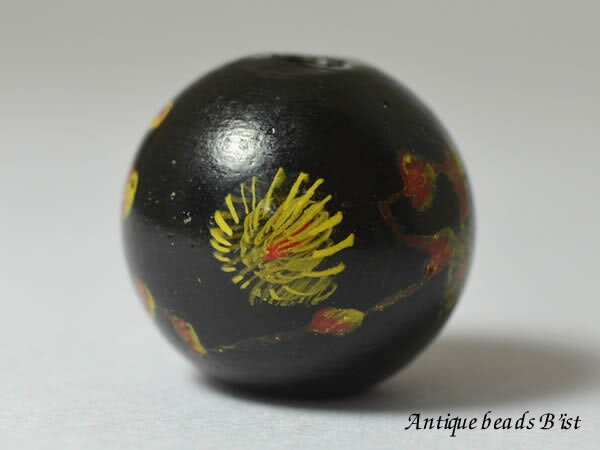 【1402】漆黒色中国丸型玉A【とんぼ玉】【アンティークビーズ】【ほわいとはーと】【ビーズ】【パーツ..