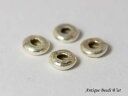 【2507】カレンシルバー円形ディスクビーズ4個セットDΦ6.0mm【とんぼ玉】【ホワイトハート】【ビーズ】【パーツ】【とんぼ玉】【インディアンジュエリー】【シ...