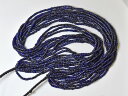 【2308】ANTIQUEナガ族セミクリア濃瑠璃色筒型中小粒ビーズ10連首飾りBS(Φ4.0mm)【とんぼ玉】【アンティークビーズ】【ビーズ】【パーツ】【ガラス...