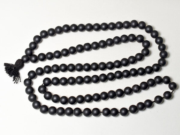 【2509】漆黒ガラス玉のマーラーカウンターB(数珠)【とんぼ玉】【アンティークビーズ】【ビーズ】【パ..