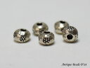 【1908】カレンシルバー刻印入偏平小粒丸ビーズ5個setE(Φ4.0mm)【とんぼ玉】【ホワイトハート】【ビーズ】【パーツ】【アンティークビーズ】【インディア...
