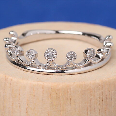 K10WG/PG/YG ダイヤモンド ティアラ リング【送料無料】【品質保証書】【代引手数料無料】指輪 クラウン 10k 10金 ゴールド ダイヤモンドリング ティアラリング ミル打ち 人気 4月 可愛い アンティーク ギフト 誕生日 プレゼント ホワイトデー クリスマス