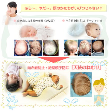 絶壁 改善 「天使のねむり」カバー1枚セット 絶壁防止 赤ちゃん 向き癖 ドーナツ枕 枕 向きぐせ防止クッション 斜頭 変形 ベビー 頭 ドーナッツ枕