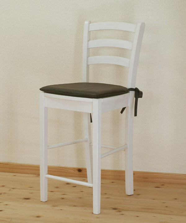座面高60cm 白い木製カウンターチェア シートクッション付 CCK408ホワイト 業務用カウンターチェア 白い木製ハイカウンターチェア 木製ハイチェア スタンド椅子 1