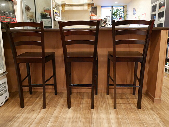 カウンターチェア 木製 座面高60cm 飲食店 業務用 こげ茶色 バーチェア CCK408 カ...