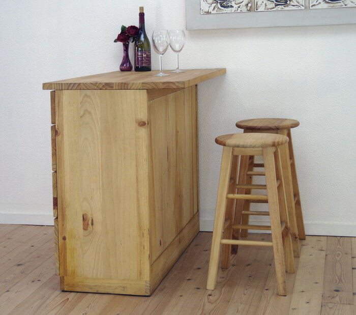 カントリーキッチンカウンター 【カウンターテーブル lily1058 リング取手 スツールM2脚セット ナチュラル】 カントリー パイン カウンター キッチン収...