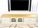 白いカントリーテレビ台 【フレンチカントリー ローテレビボード MW1800mBJ クリスタル取手 ミルキーホワイト色】 フレンチカントリー家具 パイン家具 ローボード 白いテレビボード 白いテレビ台 高さ40cm 幅180cm