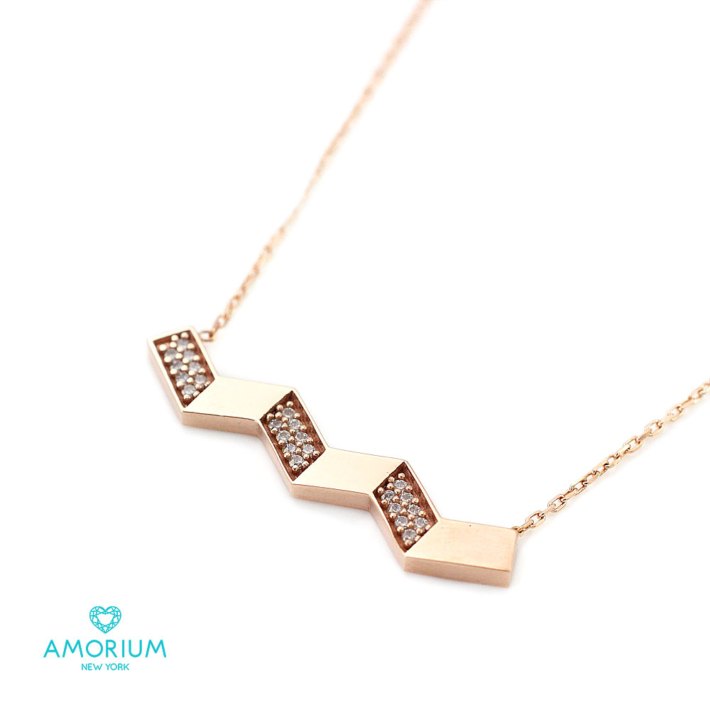 【ニューヨーク直輸入】シルバー925 ネックレス シルバー Silver925 ローズゴールド 綺麗目 女性 シルバー 925 AMORIUM ニューヨーク シンプル レディース 幾何学 アクセサリー ジグザグ 人気 ジュエリー 送料無料 プレゼント おしゃれ女子 華奢 楽天 [ 20代 30代 40代 ] auc-barzaz-10008126 アクセサリーショップバルザス サンプル画像2