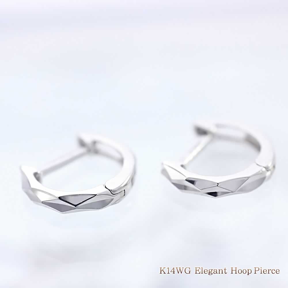 フープピアス 14金 ホワイトゴールド シンプル アクセサリー K14 フープ リング ピアス 14K レディース メンズ ジュエリー 普段使い 会社 デイリー オフィス 重ね付け キレイめ 輪っか フープのピアス 中折れ 女性 男性 ユニセックス お洒落 K14WG 華 バースデープレゼント