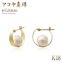 アコヤ真珠 フープピアス 18金 ゴールド ジュエリー 18K 鑑別書付き パール レディース アクセサリー フープ ピアス 真珠 6月 誕生石 華奢 シンプル 上品 プレゼント 誕生日 記念日 ギフト 女性 彼女 妻 誕生日祝い 卒業祝い 結婚記念日 あこや K18YG 母の日ギフト 2024