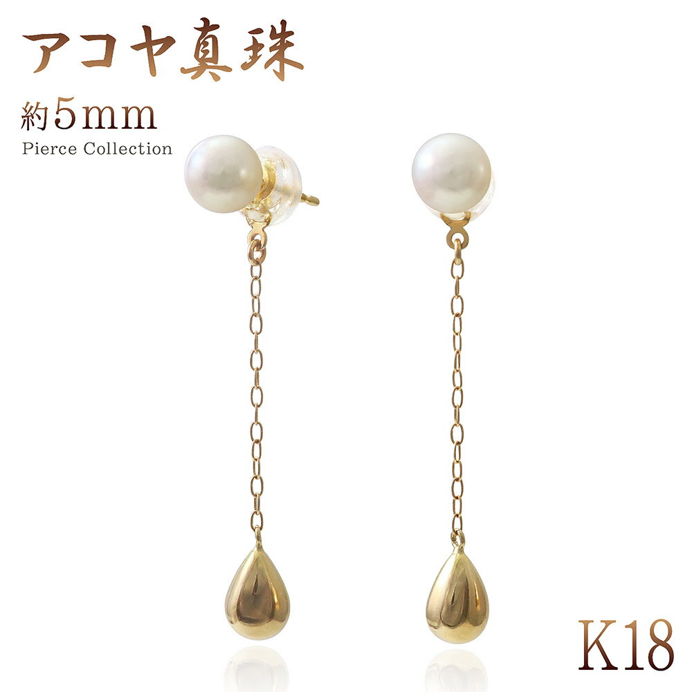 Rakuten - あこや真珠 18金 バックキャッチピアス 18K アコヤ パール ピアス レディース ジュエリー ロング 揺れる 真珠 5mm イエローゴールド 雫 ゆれる 女性 誕生日 記念日 プレゼント 彼女 妻 ギフト 6月の誕生石 宝石 上品 華奢 シンプル 長い 就職祝い K18YG 母の日 花以外 実用的