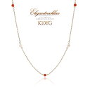 ネックレス 珊瑚 淡水真珠 10金 イエローゴールド ステーション デザイン レディース 10K K10 ジュエリー エレガント 華奢 シンプル サンゴ 淡水パ...