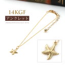 アンクレット レディース K14ゴールドフィルド ヒトデモチーフ 14KGF チェーンアンクレット 細身チェーン ヒトデ アジャスター付き 足輪 華奢 足もと ...