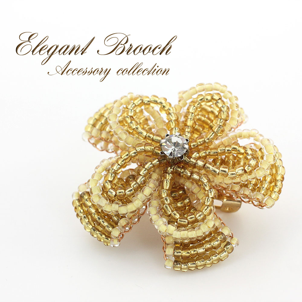 アクセサリー レディース ブローチ フラワー 花 お花 キラキラ かわいい ピンブローチ バッジ 可愛い 花のブローチ フラワーモチーフ 普段使い デイリー 食事会 パーティー アクセ きらきら イエロー 黄 黄色 flower brooch l ホワイトデー お返しのサムネイル