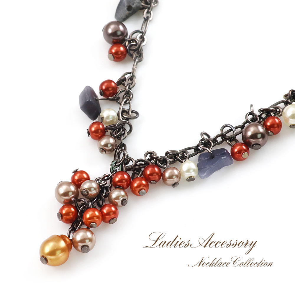 ネックレス レディース ビーズ おしゃれ アクセサリー ボール じゃらじゃら 普段使い デイリー お呼ばれ 食事会 親睦会 コーデ 大人 女性 婦人 レディス ...