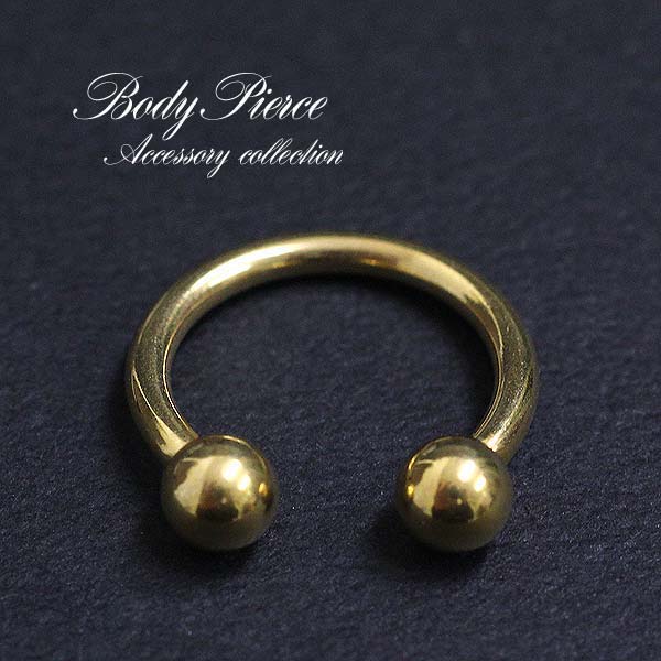 ゴールド ボディピアス アクセサリー ユニセックス シンプル ステンレス 【 メール便 送料込 】 accessory 金色 サーキュラーバーベル gold 1...