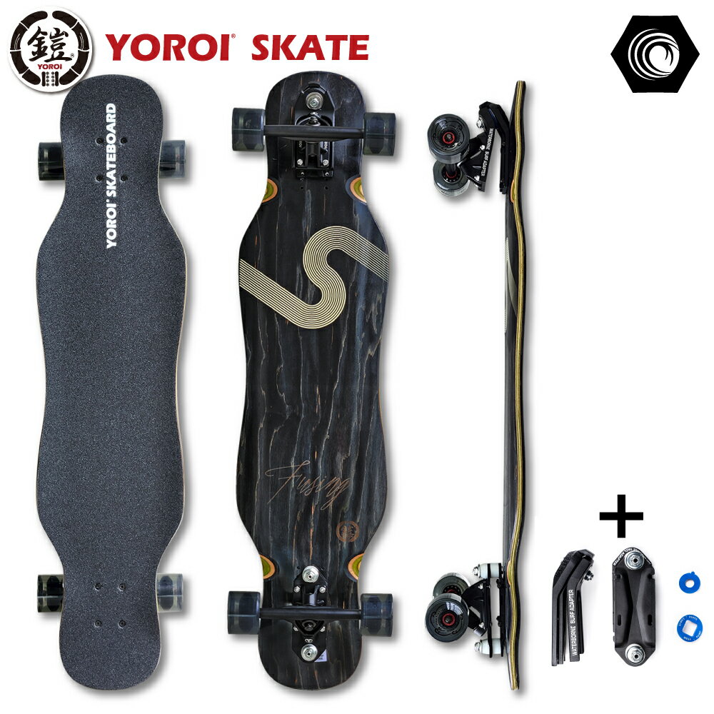 ロングスケートボード ロンスケYOROI SKATEBOARD FUSING 41LP-WB41インチ約104.1x25.4センチヨロイスケートボードフージン フウジン41 風神ブラックWATERBORNE ウォーターボーンフィンシステムスノボ サーフィン オフトレ コンプリート完成品