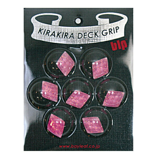 　　KIRAKIRA DECK GRIP (7ヶ入) カラー：7色展開 （BLUE / G.LAME / GOLD / PINK / PURPLE / S.LAME / RED / BLK ） キラキラデッキパッド！ 強力な両面テープでしっかり板に付きます！ カラフル・キレイなデッキパッドで、板をカラフルに彩ります！楽天BOX受取対象商品 楽天BOX受取対象商品KIRAKIRA DECK GRIP (7ヶ入) カラー：7色展開 （BLUE / G.LAME / GOLD / PINK / PURPLE / S.LAME / RED / BLK ） サイズ　：　2.4×1.8×0.6mm キラキラデッキパッド！ 特殊強化カラーアクリルを美しいカッティングで仕上げた アクセサリー感覚のデッキパッド！ 強力な両面テープでしっかり板に付きます！ カラフル・キレイなデッキパッドで、光を受けてキラキアと 板をカラフルに彩ります。