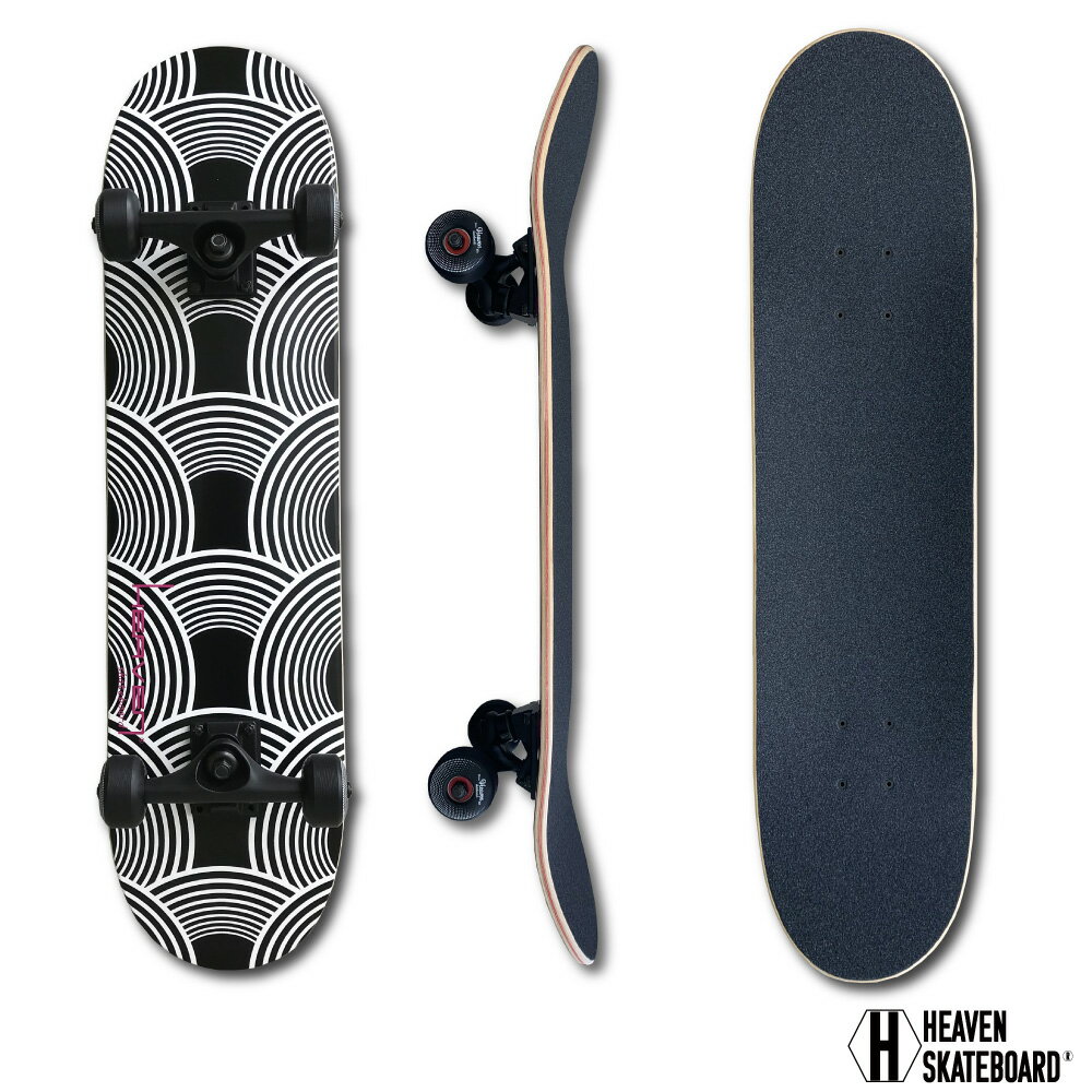 スケートボード コンプリート31x7.75inchHEAVEN SKATEBOARD スケボー完成品カナディアンメイプル100％ ハイクオリティJASA加盟 初心者から上級者まで対応大人気復刻版　GEOMETORY_K訳あり 特別価格入荷時にわずかなキズのため