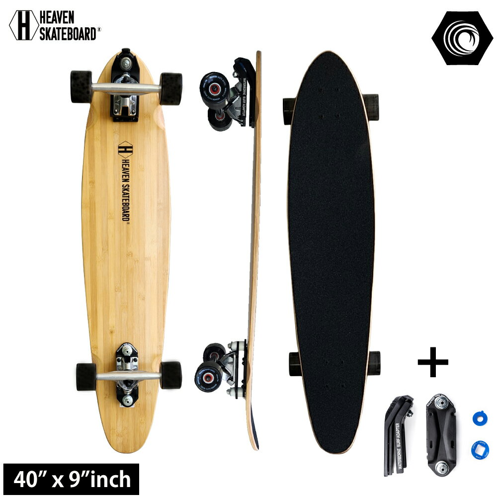 　　40"×9"インチ デッキ：Canadian Maple＋BAMBOO BOTTOM トラック:7" WAVER TRUCK SHR90A BLK cushionウォーターボーン サーフ＆レイルアダプター フィンシステム ウィール：65×49ミリ ベアリング：abec-7