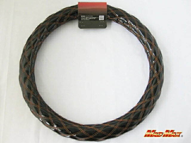 ハンドルカバー・ダブルステッチ つやありエナメル ブラック/オレンジ