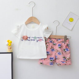 セール 花柄 ベビー用 子供用 上下セット ベビー 赤ちゃん セットアップ Tシャツ ショートパンツ 2点セット 可愛い 70 80 90 100 男の子 女の子 男女兼用 夏服