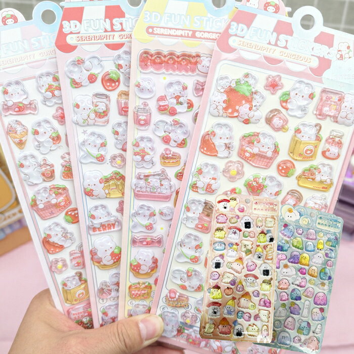 Rakuten - 立体シール おはじき シール 立体 かわいいぷっくりシール シール キャラクター 女の子 立体シール 立体 アニマル シール帳 ドロップ 平成女児