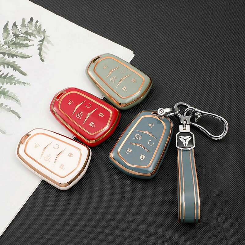 キャデラック専用 ゴールドライン TYPE A 5ボタン式 TPUソフト スマートキーケース CADILLAC ATS CTS SRX CT6 XT4 XT5 XT6 ESCALADE エスカレード キーレス 父の日 母の日 プレゼント クリスマス 外車 アメ車 GM ゼネラルモーターズ