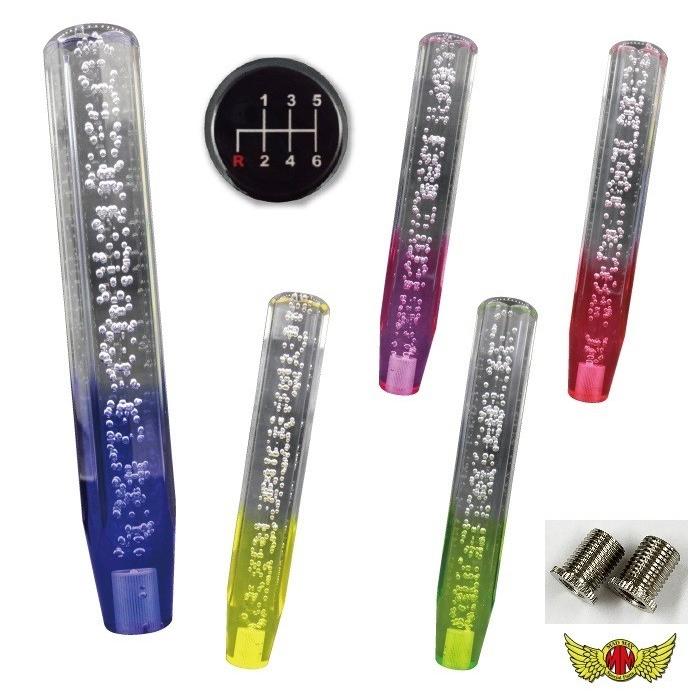 クリスタルシフトノブ 泡 300mm クリア/各色 変換アダプター付き 日野レンジャープロ用プロフィア スーパーグレート クオン レンジャー ファイター コンドル ダイナ アトラス タイタン トヨエース 日野 三菱 日産 シフト チェンジ レバー