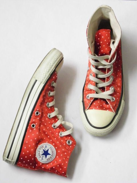 CONVERSE★コンバース オールスター スニーカー ハイカット サイズUSA4/23cm ドット サテン レッド【中古】Y02