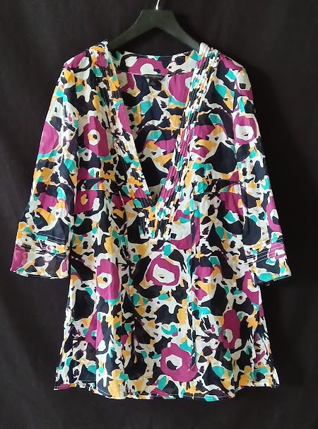 BANANA REPUBLIC★バナナリパブリック バナリパ コットン 柄 カフタン チュニック S パープル【中古】Y2..