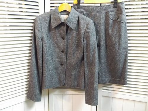 TRUSSARDI★トラサルディ/ジャケット＆スカート/スーツ/グレー/シルク＆カシミヤ混/W70cm/40サイズ【中古】K220105T