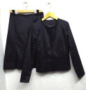 Aria mite/アリアミーテ ★黒 /ブラック ノーカラー スカートスーツ 38サイズ 【中古】K230110T-13
