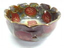 菓子鉢★菓子器/京焼/赤菊/深皿/茶道/天目/窓/昭和レトロ/骨董品【中古】K250408TK-20
